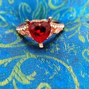 S925 Rose Gold Red Heart Love Ring